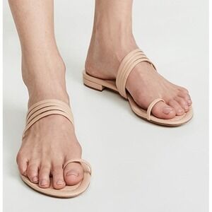 Alexandre Birman Sandals Strappy Flat Leather Women's Size 38.5 Cream Tan‎